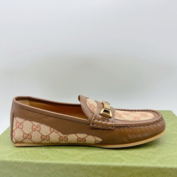 GUCCI Interlocking G Horsebit Logo Supreme Loafer Brown Leather Mens UK 7 US 7.5 - Picture 8 of 14